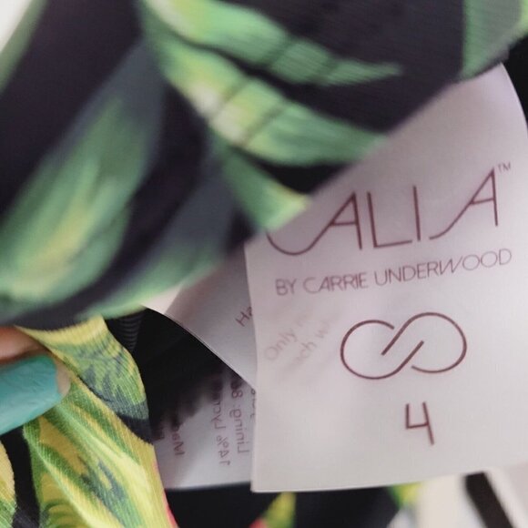 Calia Swim One Piece 4 Swimsuit Bathing Suit Black Tropical Padded Shelf Bra - Picture 6 of 7